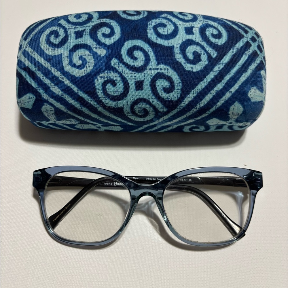 Vera Bradley Black Frame Glasses with Blue Patterned Case - Picture 6 of 6